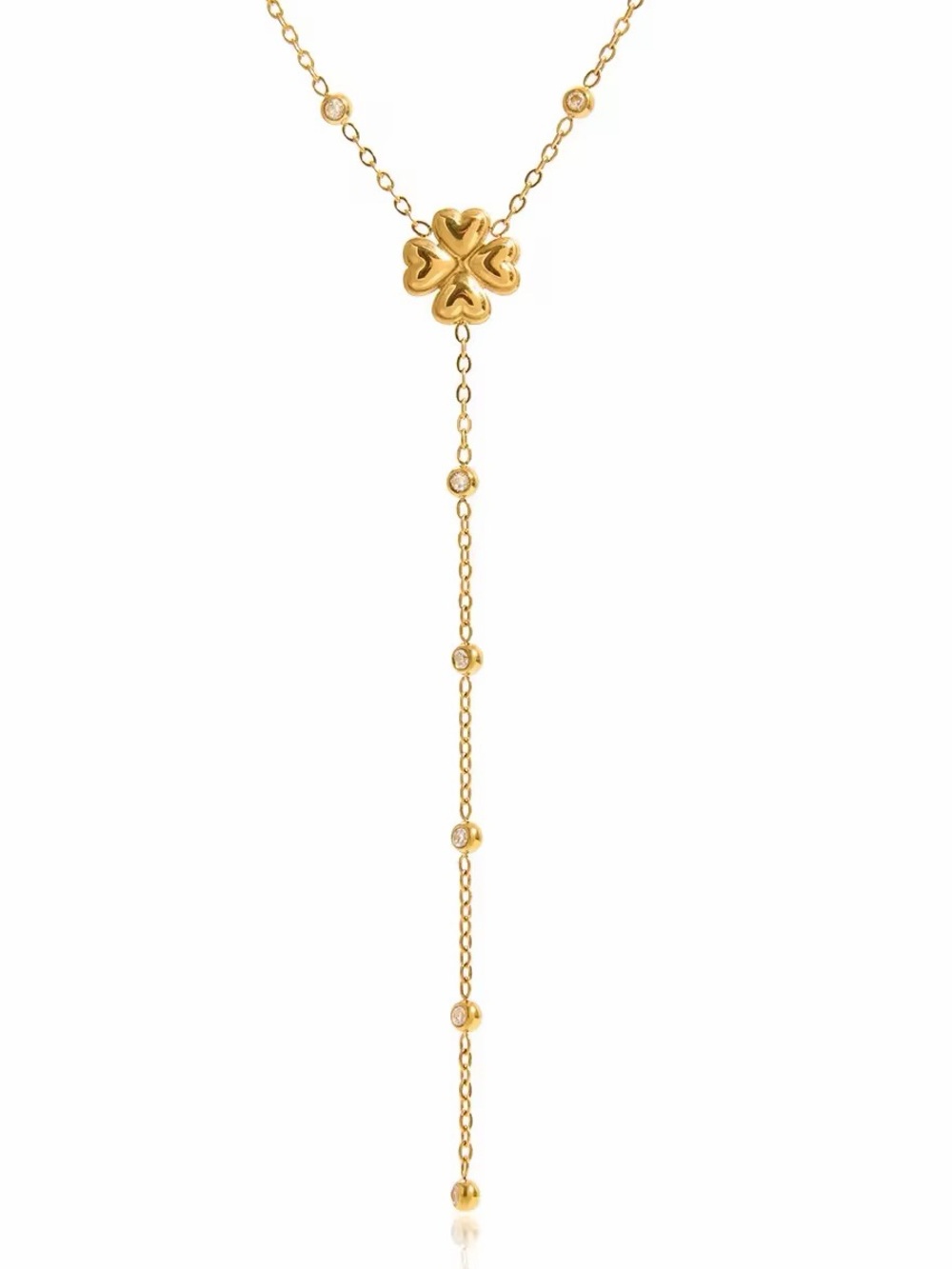 18K Gold Plated Clover Drop Y-Necklace